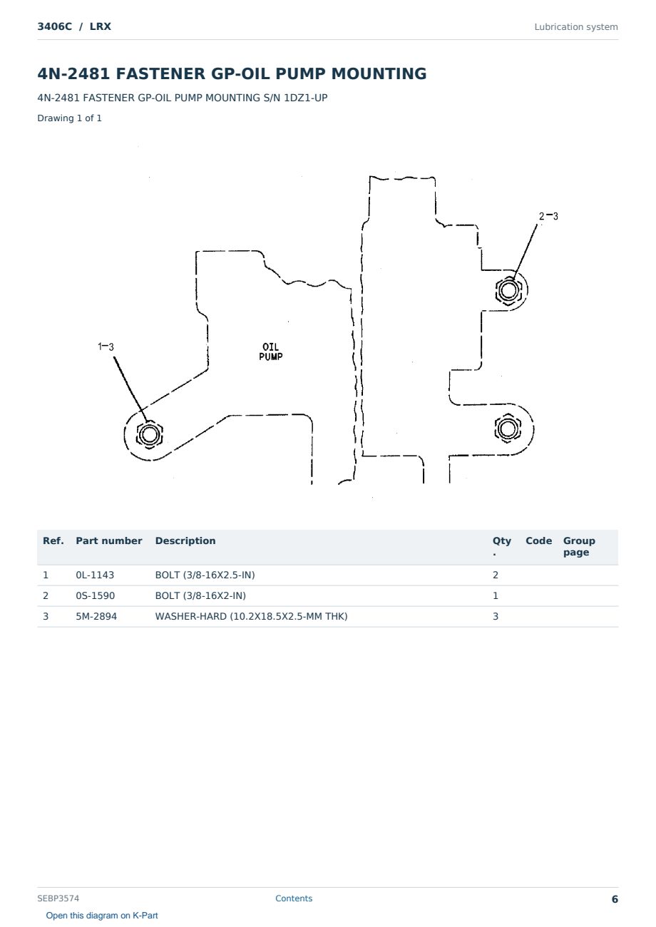 Caterpillar 3406C S/N LRX Partsbook SEBP3574 (English) - sample page 6 of 10 Caterpillar 3406C S/N LRX Partsbook SEBP3574 (English) - sample page 6 of 10