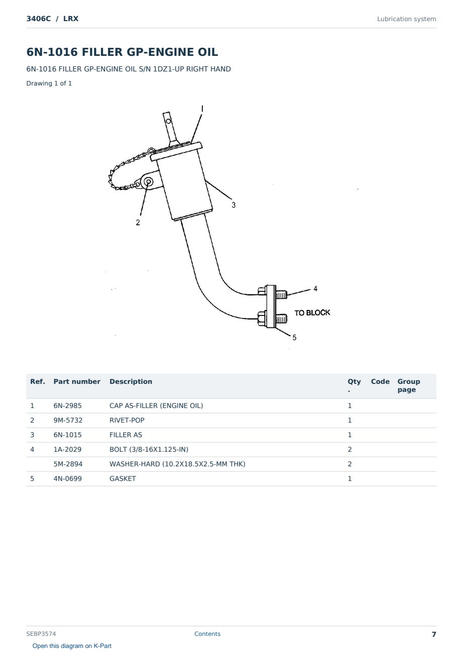 Caterpillar 3406C S/N LRX Partsbook SEBP3574 (English) - sample page 7 of 10 Caterpillar 3406C S/N LRX Partsbook SEBP3574 (English) - sample page 7 of 10