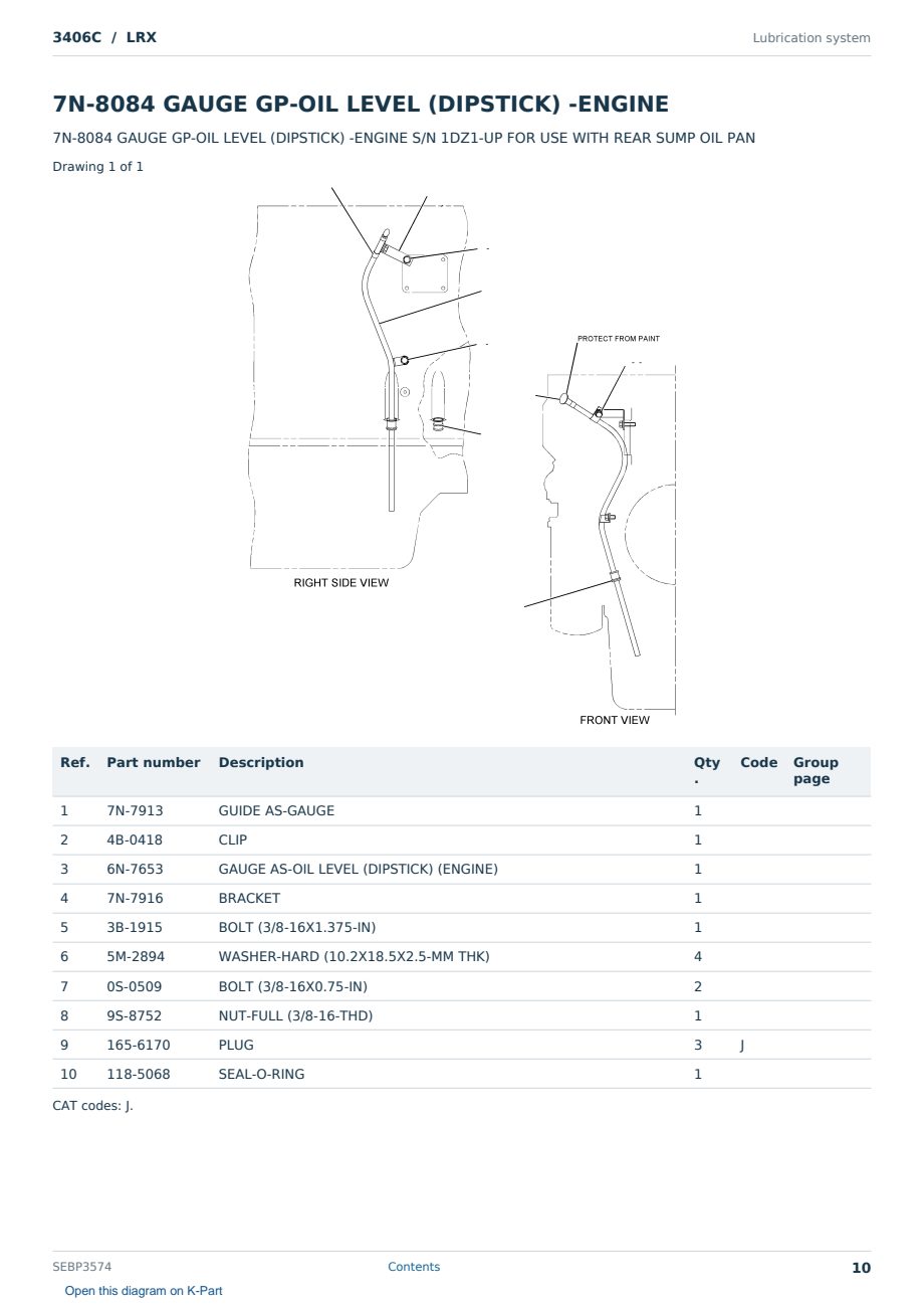 Caterpillar 3406C S/N LRX Partsbook SEBP3574 (English) - sample page 10 of 10 Caterpillar 3406C S/N LRX Partsbook SEBP3574 (English) - sample page 10 of 10