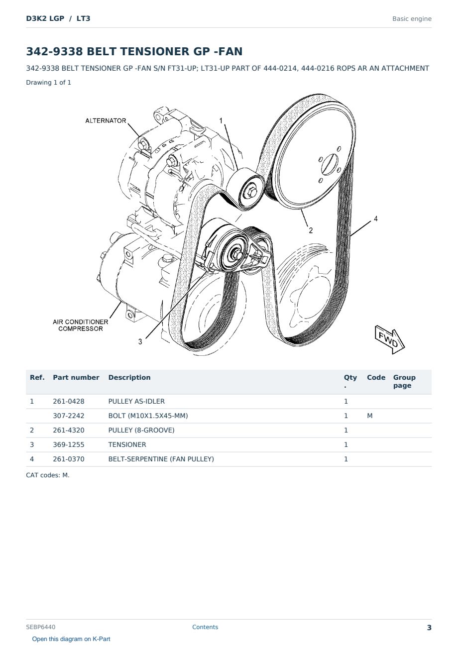 Caterpillar D3K2 LGP S/N LT3 Partsbook SEBP6440 (English) - sample page 3 of 10 Caterpillar D3K2 LGP S/N LT3 Partsbook SEBP6440 (English) - sample page 3 of 10