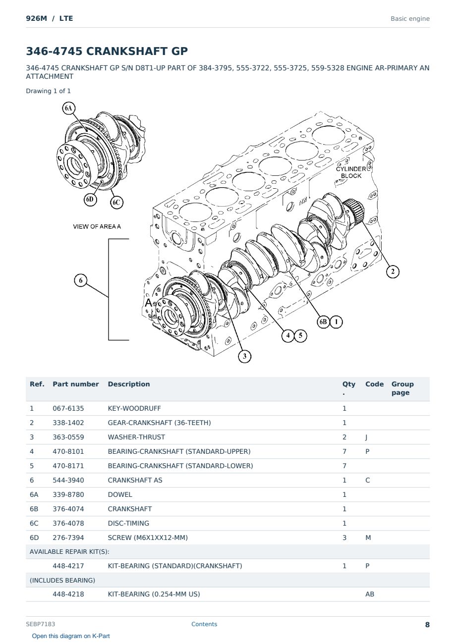 Caterpillar 926M S/N LTE Partsbook SEBP7183 (English) - sample page 8 of 10 Caterpillar 926M S/N LTE Partsbook SEBP7183 (English) - sample page 8 of 10