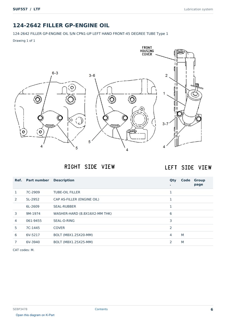 Caterpillar SUF557 S/N LTF Partsbook SEBP3478 (English) - sample page 6 of 10 Caterpillar SUF557 S/N LTF Partsbook SEBP3478 (English) - sample page 6 of 10