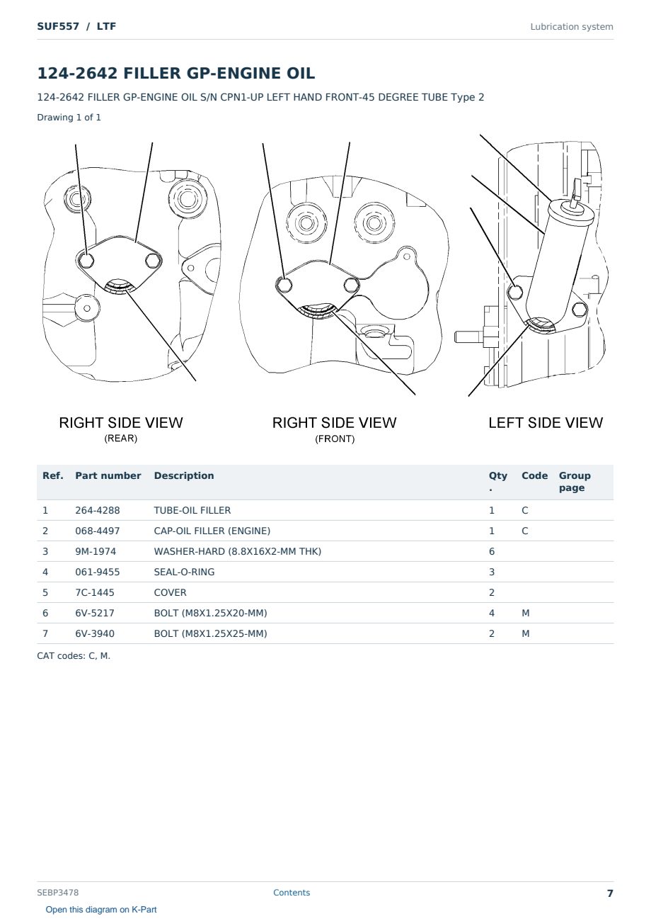 Caterpillar SUF557 S/N LTF Partsbook SEBP3478 (English) - sample page 7 of 10 Caterpillar SUF557 S/N LTF Partsbook SEBP3478 (English) - sample page 7 of 10