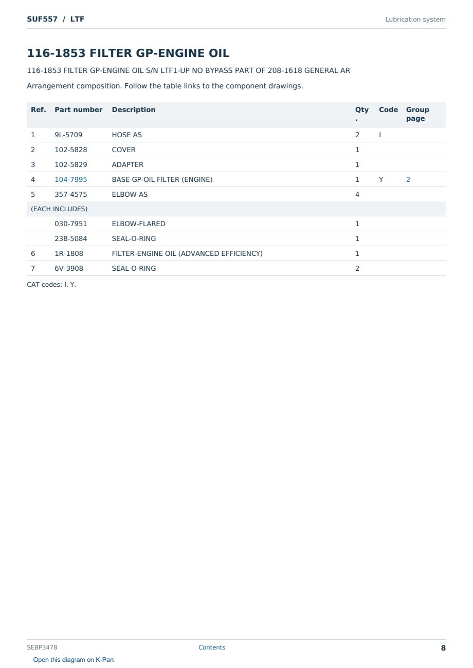 Caterpillar SUF557 S/N LTF Partsbook SEBP3478 (English) - sample page 8 of 10 Caterpillar SUF557 S/N LTF Partsbook SEBP3478 (English) - sample page 8 of 10