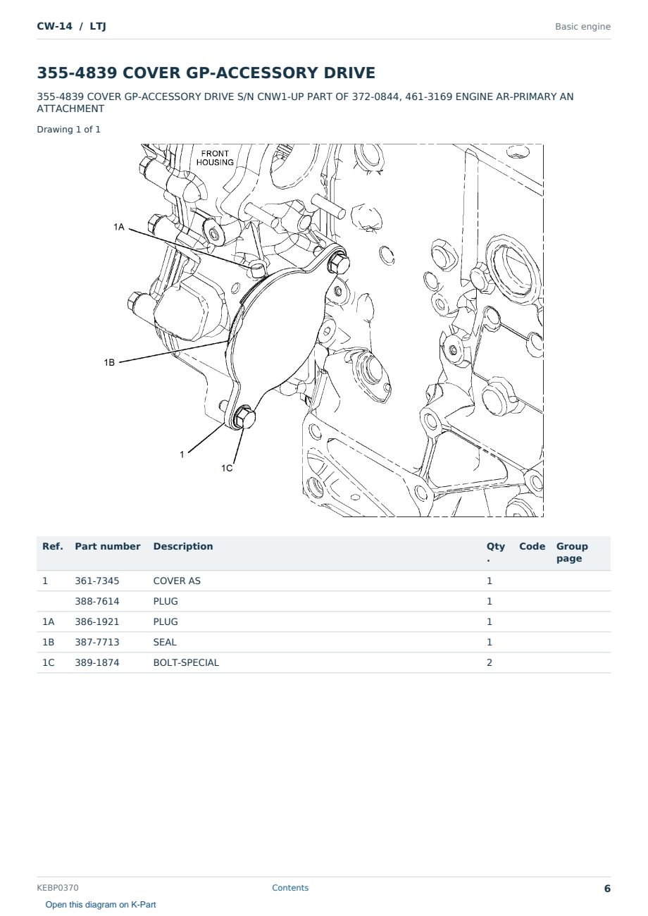 Caterpillar CW-14 S/N LTJ Partsbook KEBP0370 (English) - sample page 6 of 10 Caterpillar CW-14 S/N LTJ Partsbook KEBP0370 (English) - sample page 6 of 10