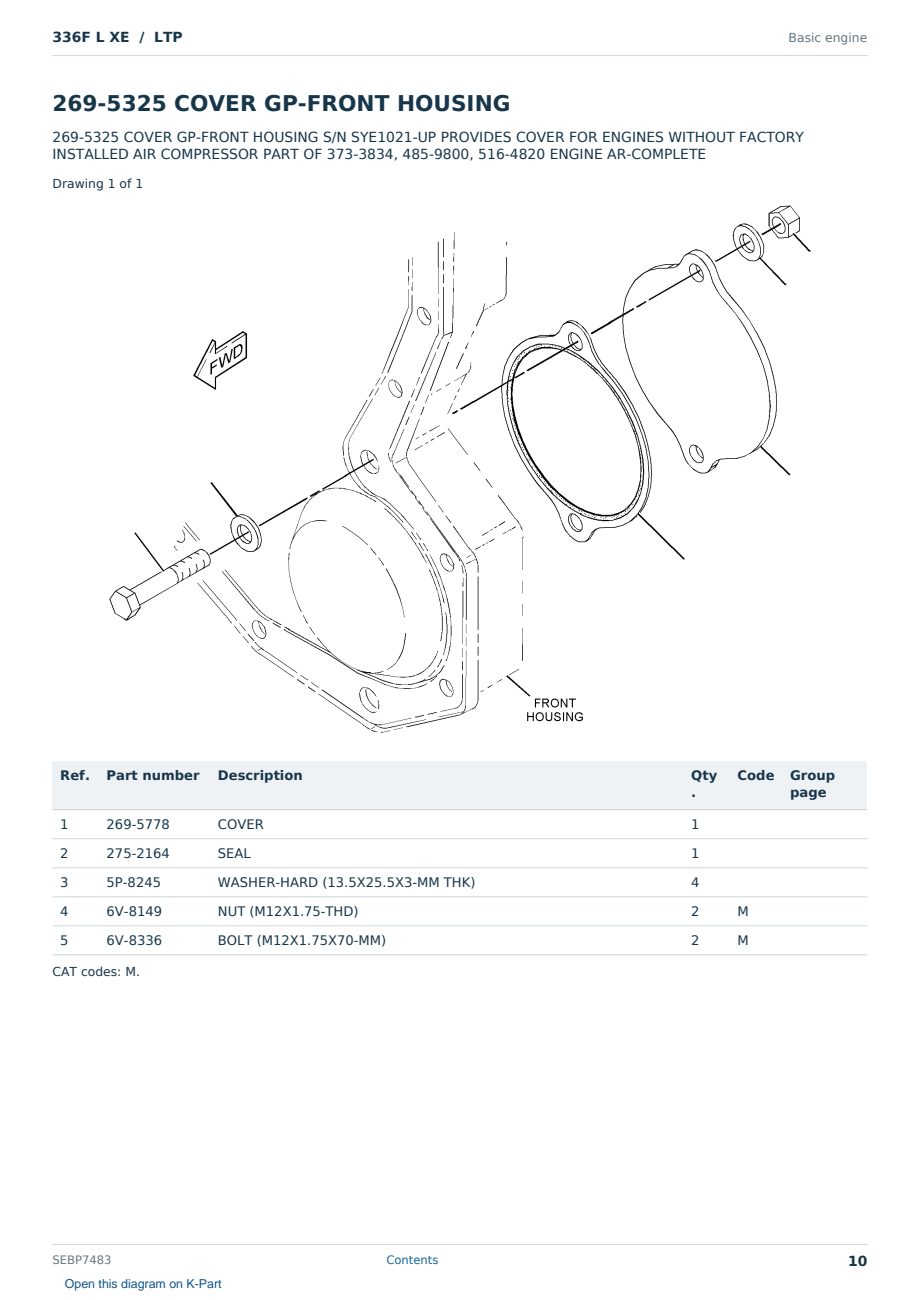 Caterpillar 336F L XE S/N LTP Partsbook SEBP7483 (English) - sample page 10 of 10 Caterpillar 336F L XE S/N LTP Partsbook SEBP7483 (English) - sample page 10 of 10