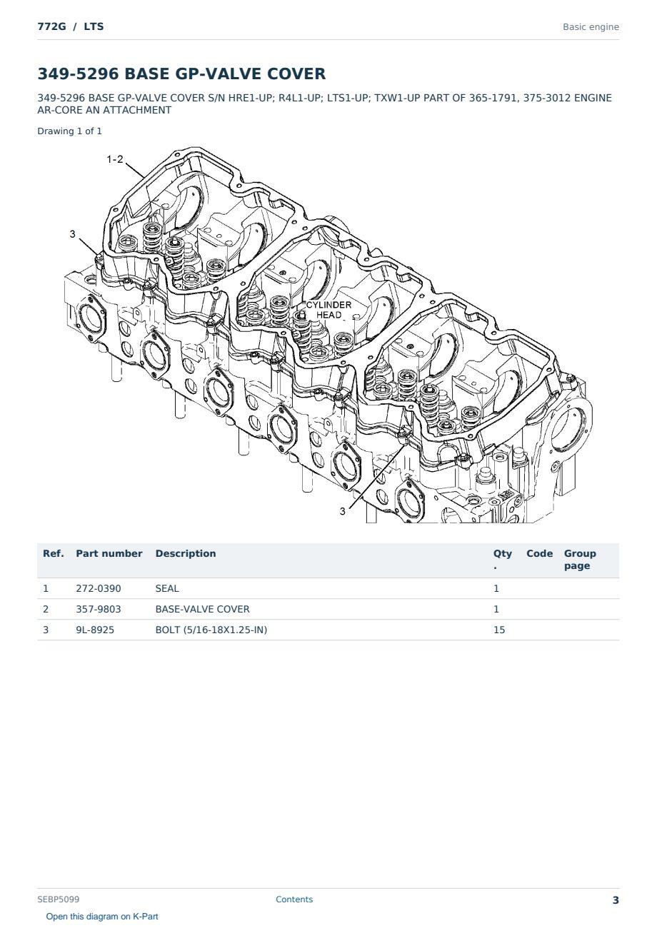 Caterpillar 772G S/N LTS Partsbook SEBP5099 (English) - sample page 3 of 10 Caterpillar 772G S/N LTS Partsbook SEBP5099 (English) - sample page 3 of 10