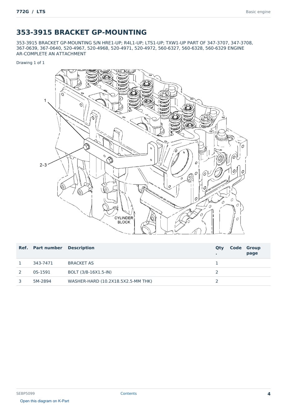 Caterpillar 772G S/N LTS Partsbook SEBP5099 (English) - sample page 4 of 10 Caterpillar 772G S/N LTS Partsbook SEBP5099 (English) - sample page 4 of 10