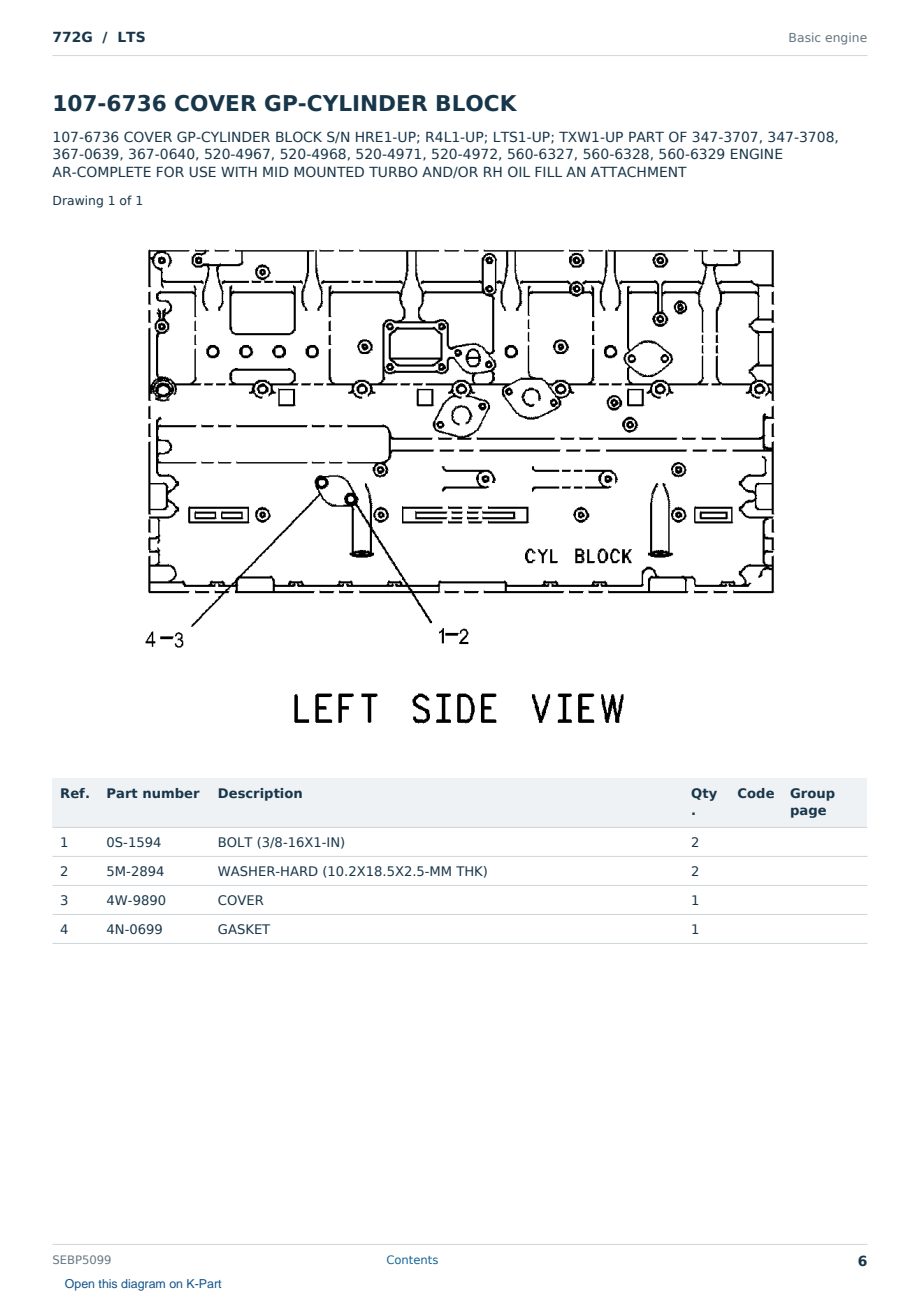 Caterpillar 772G S/N LTS Partsbook SEBP5099 (English) - sample page 6 of 10 Caterpillar 772G S/N LTS Partsbook SEBP5099 (English) - sample page 6 of 10