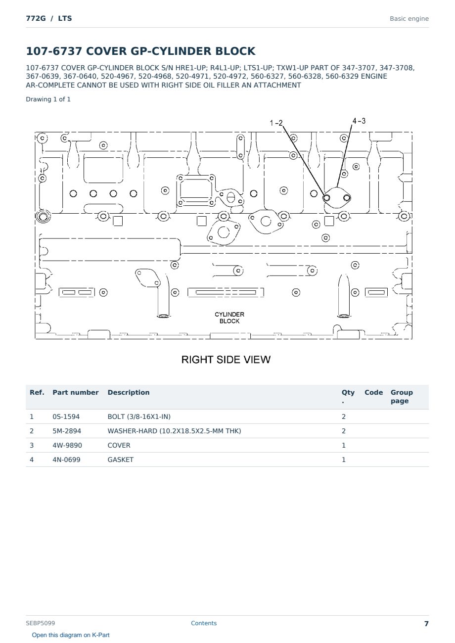 Caterpillar 772G S/N LTS Partsbook SEBP5099 (English) - sample page 7 of 10 Caterpillar 772G S/N LTS Partsbook SEBP5099 (English) - sample page 7 of 10