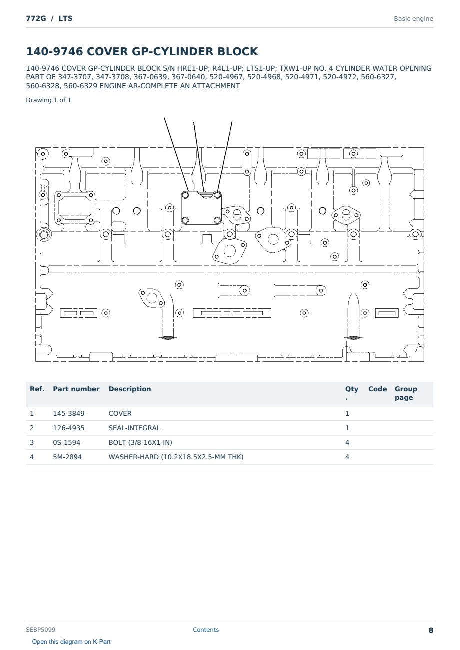Caterpillar 772G S/N LTS Partsbook SEBP5099 (English) - sample page 8 of 10 Caterpillar 772G S/N LTS Partsbook SEBP5099 (English) - sample page 8 of 10