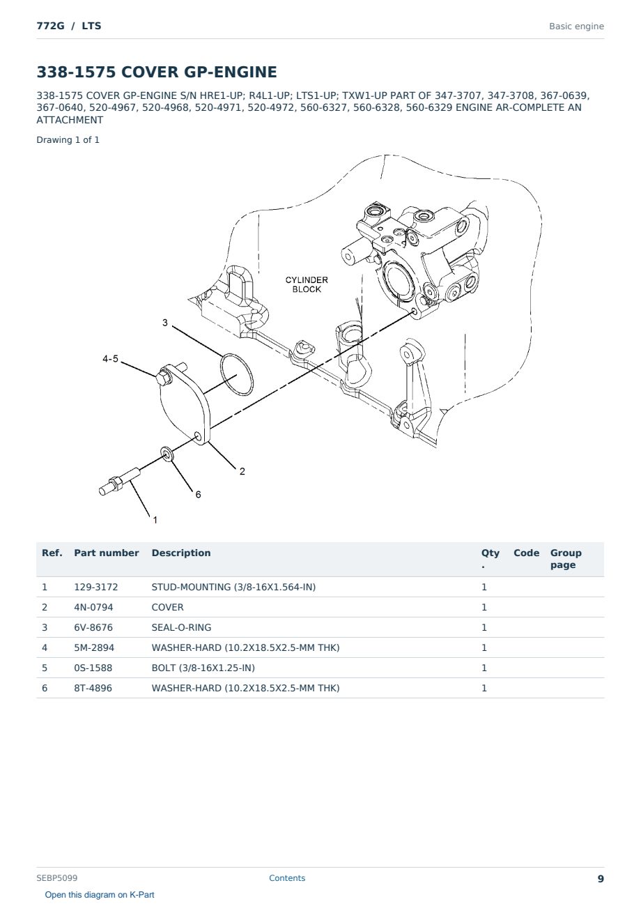 Caterpillar 772G S/N LTS Partsbook SEBP5099 (English) - sample page 9 of 10 Caterpillar 772G S/N LTS Partsbook SEBP5099 (English) - sample page 9 of 10