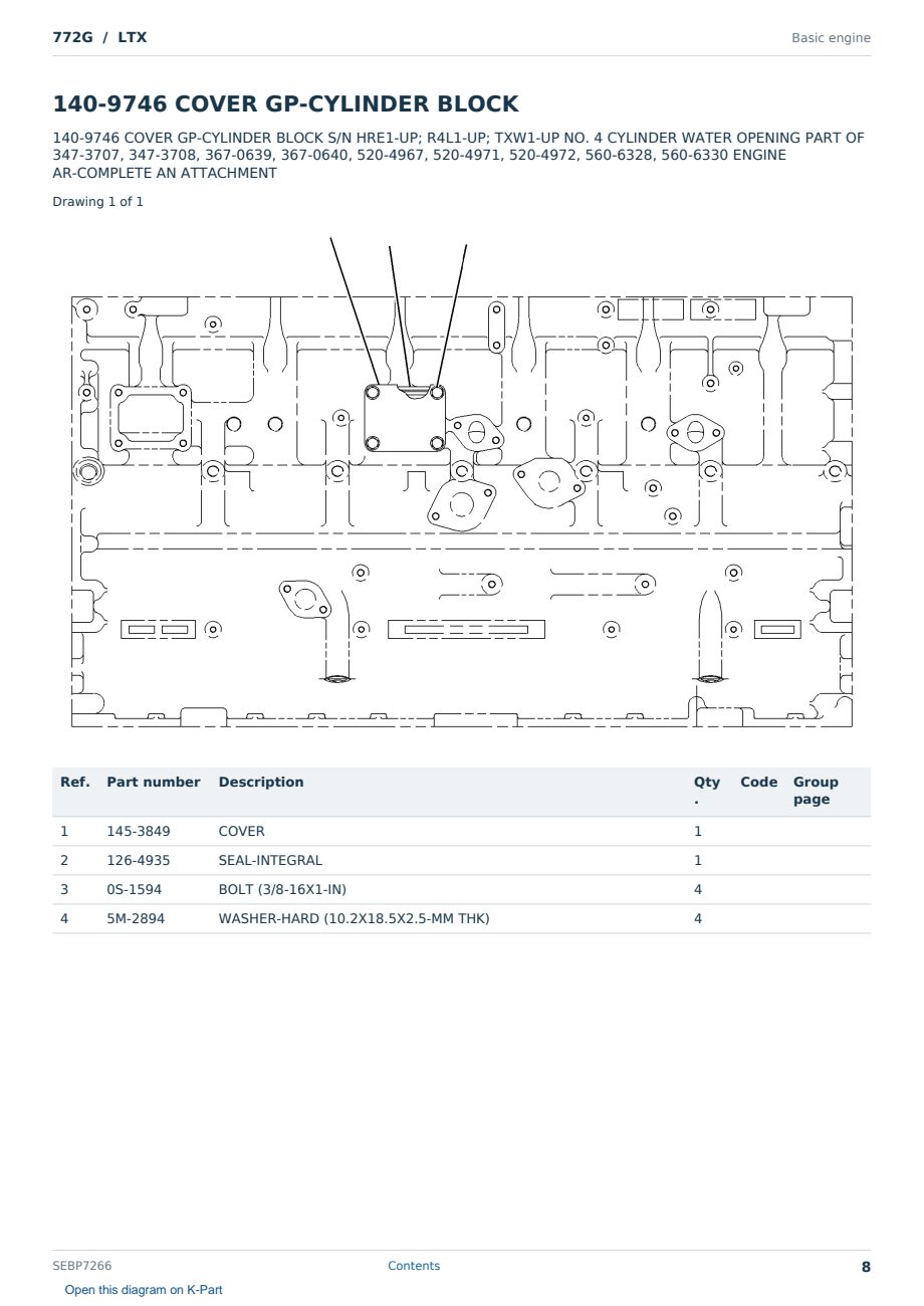 Caterpillar 772G S/N LTX Partsbook SEBP7266 (English) - sample page 8 of 10 Caterpillar 772G S/N LTX Partsbook SEBP7266 (English) - sample page 8 of 10