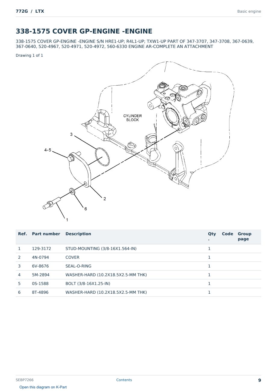Caterpillar 772G S/N LTX Partsbook SEBP7266 (English) - sample page 9 of 10 Caterpillar 772G S/N LTX Partsbook SEBP7266 (English) - sample page 9 of 10