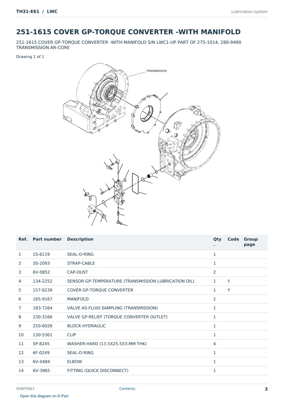 Caterpillar TH31-E61 S/N LWC Partsbook SEBP5063 (English) - sample page 3 of 10 Caterpillar TH31-E61 S/N LWC Partsbook SEBP5063 (English) - sample page 3 of 10