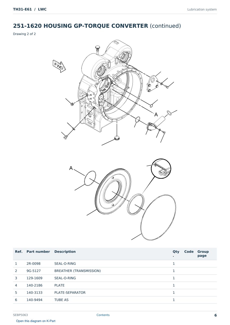 Caterpillar TH31-E61 S/N LWC Partsbook SEBP5063 (English) - sample page 6 of 10 Caterpillar TH31-E61 S/N LWC Partsbook SEBP5063 (English) - sample page 6 of 10