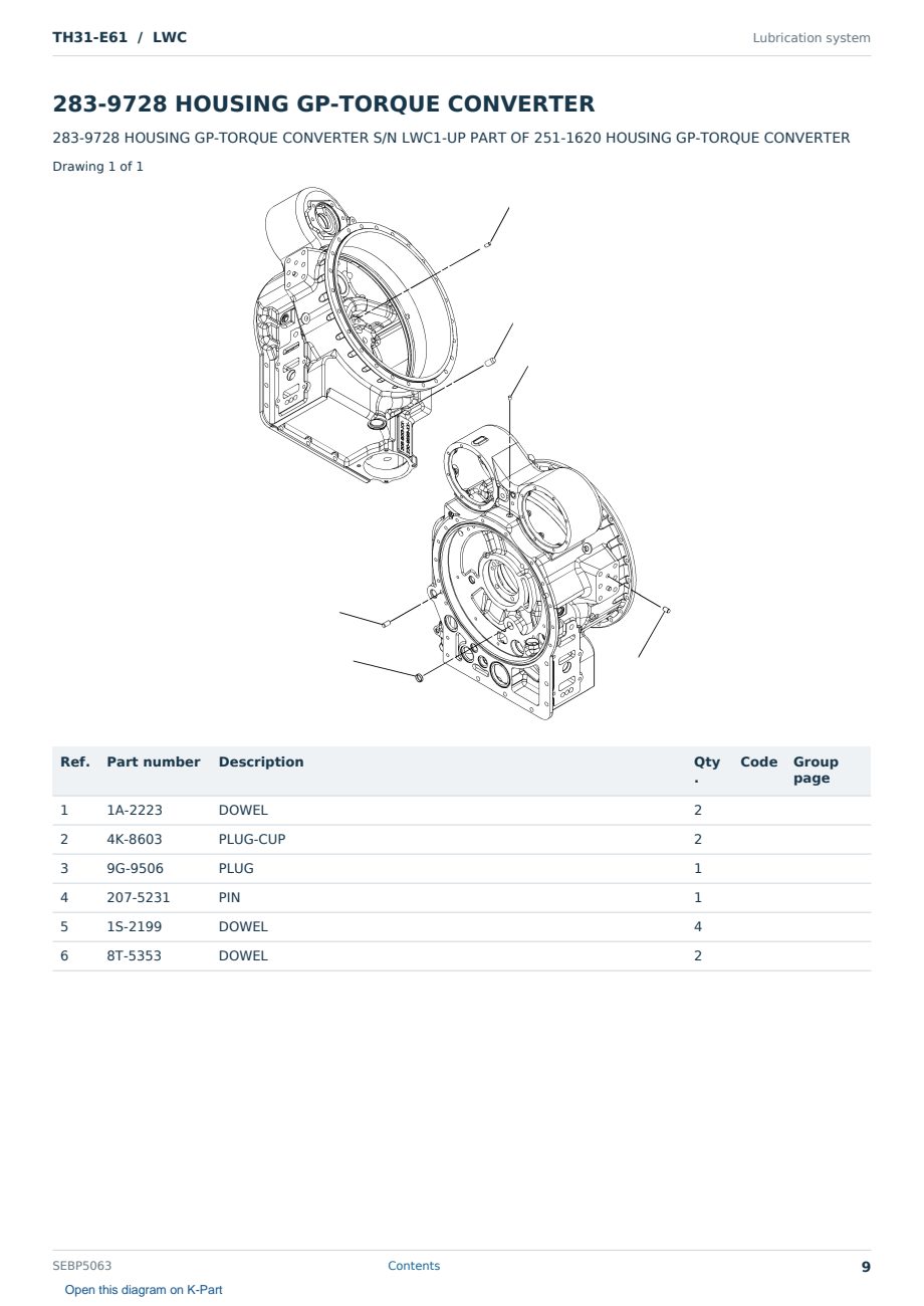 Caterpillar TH31-E61 S/N LWC Partsbook SEBP5063 (English) - sample page 9 of 10 Caterpillar TH31-E61 S/N LWC Partsbook SEBP5063 (English) - sample page 9 of 10