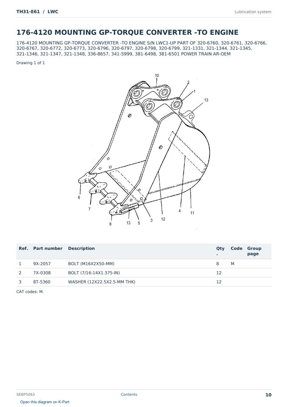 Caterpillar TH31-E61 S/N LWC Partsbook SEBP5063 (English) - sample page 10 of 10 Caterpillar TH31-E61 S/N LWC Partsbook SEBP5063 (English) - sample page 10 of 10
