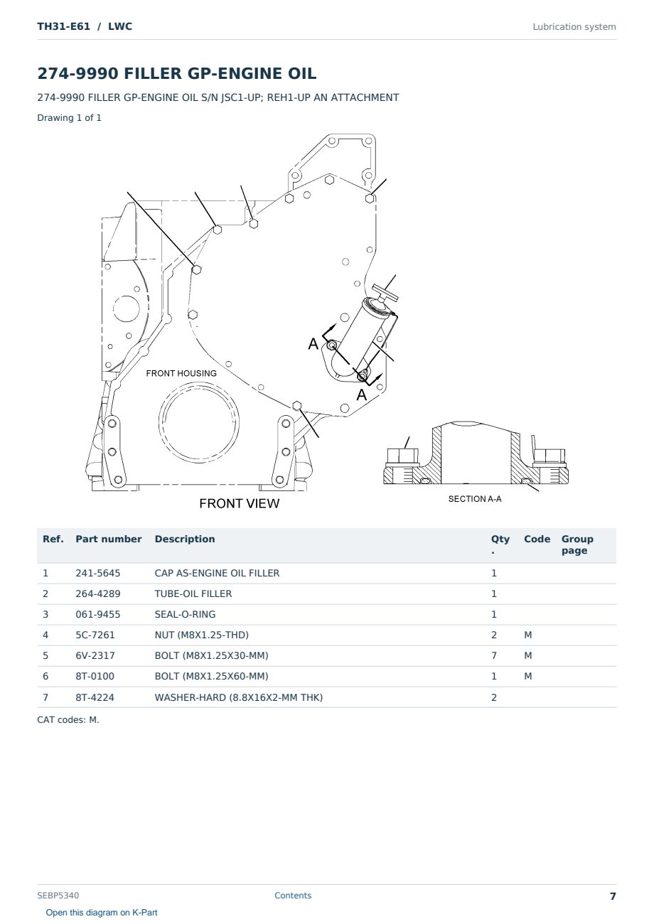 Caterpillar TH31-E61 S/N LWC Partsbook SEBP5340 (English) - sample page 7 of 10 Caterpillar TH31-E61 S/N LWC Partsbook SEBP5340 (English) - sample page 7 of 10