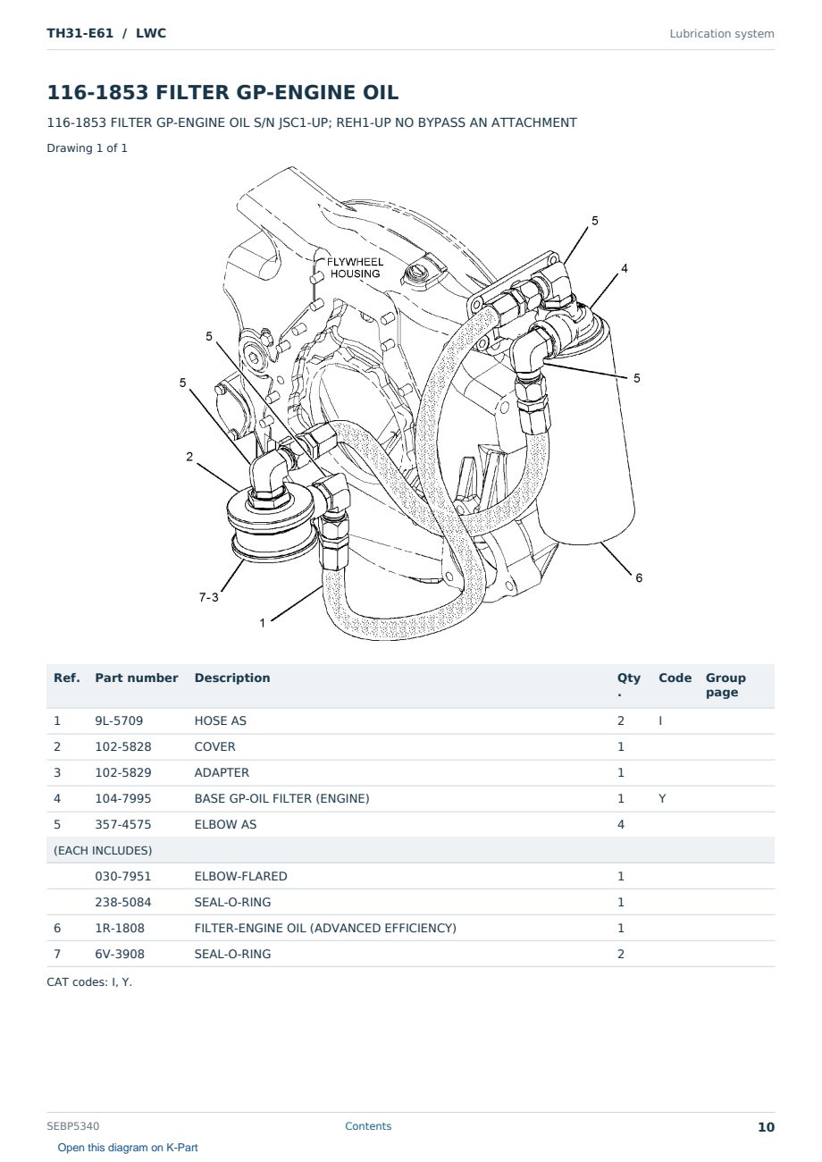 Caterpillar TH31-E61 S/N LWC Partsbook SEBP5340 (English) - sample page 10 of 10 Caterpillar TH31-E61 S/N LWC Partsbook SEBP5340 (English) - sample page 10 of 10