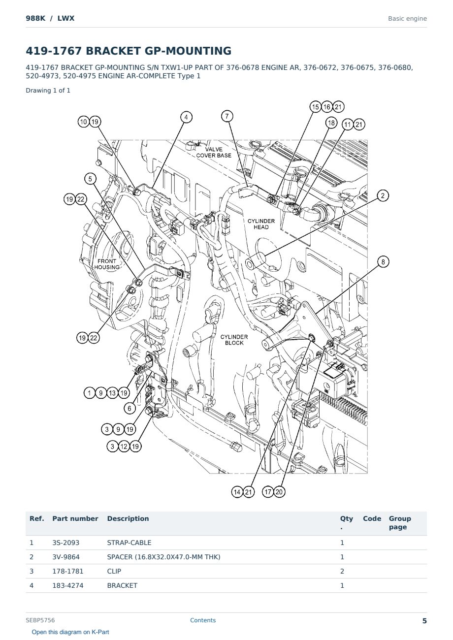 Caterpillar 988K S/N LWX Partsbook SEBP5756 (English) - sample page 5 of 10 Caterpillar 988K S/N LWX Partsbook SEBP5756 (English) - sample page 5 of 10