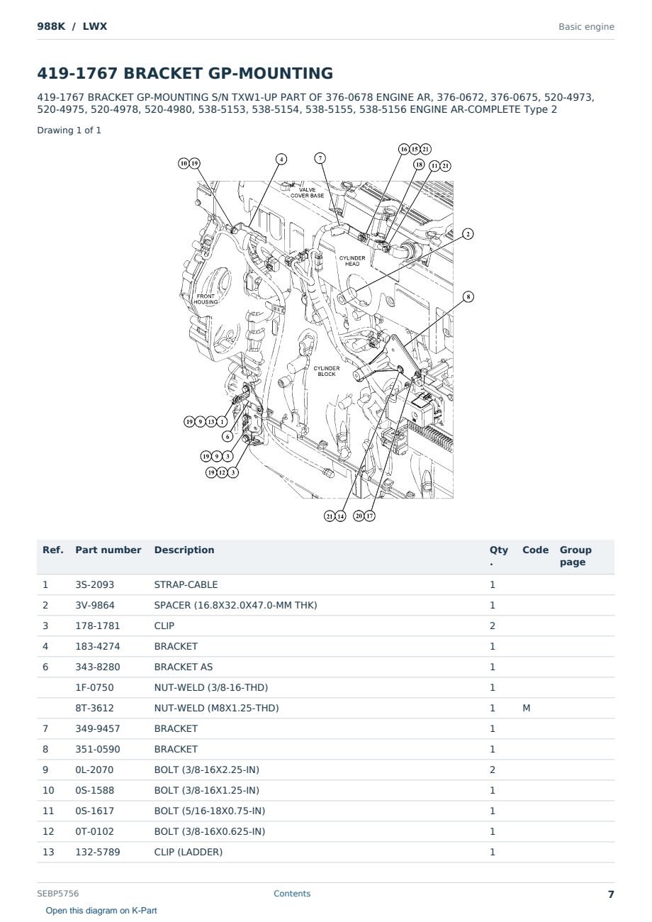 Caterpillar 988K S/N LWX Partsbook SEBP5756 (English) - sample page 7 of 10 Caterpillar 988K S/N LWX Partsbook SEBP5756 (English) - sample page 7 of 10