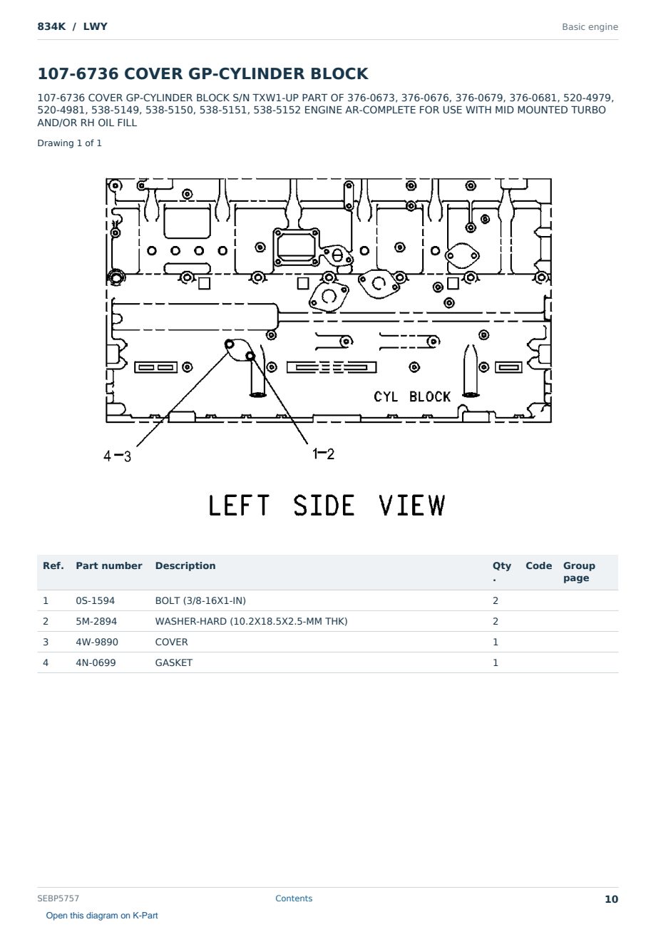 Caterpillar 834K S/N LWY Partsbook SEBP5757 (English) - sample page 10 of 10 Caterpillar 834K S/N LWY Partsbook SEBP5757 (English) - sample page 10 of 10
