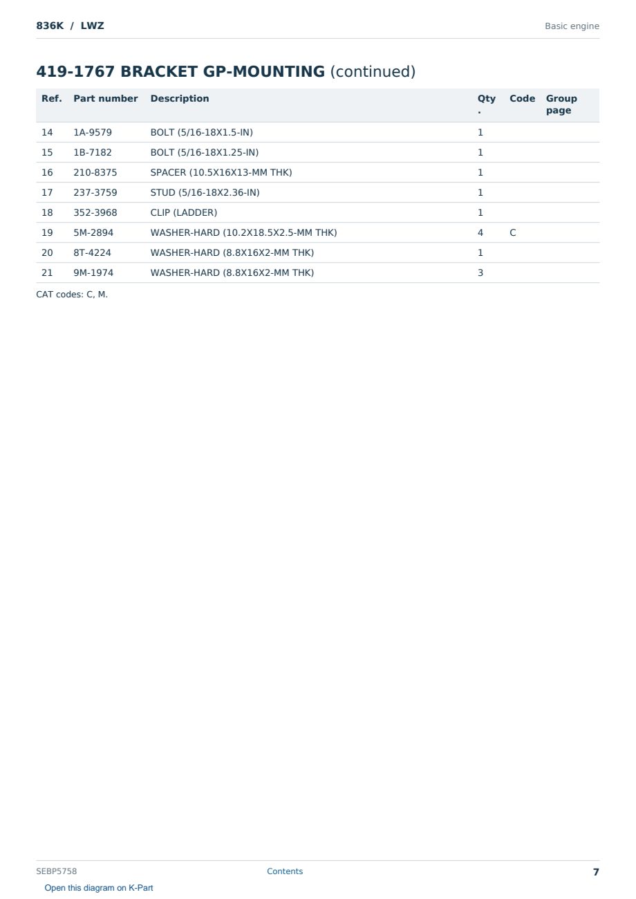 Caterpillar 836K S/N LWZ Partsbook SEBP5758 (English) - sample page 7 of 10 Caterpillar 836K S/N LWZ Partsbook SEBP5758 (English) - sample page 7 of 10