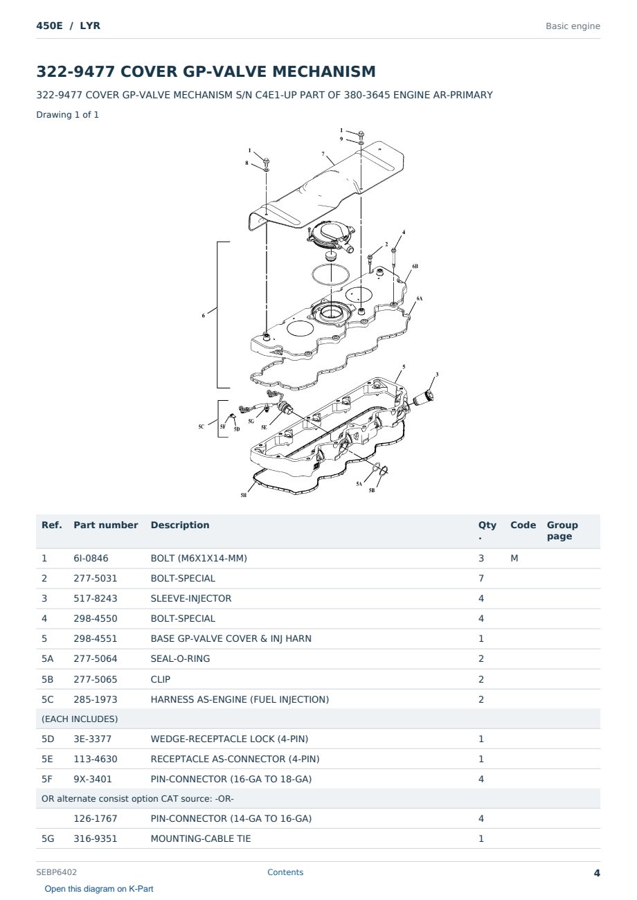 Caterpillar 450E S/N LYR Partsbook SEBP6402 (English) - sample page 4 of 10 Caterpillar 450E S/N LYR Partsbook SEBP6402 (English) - sample page 4 of 10