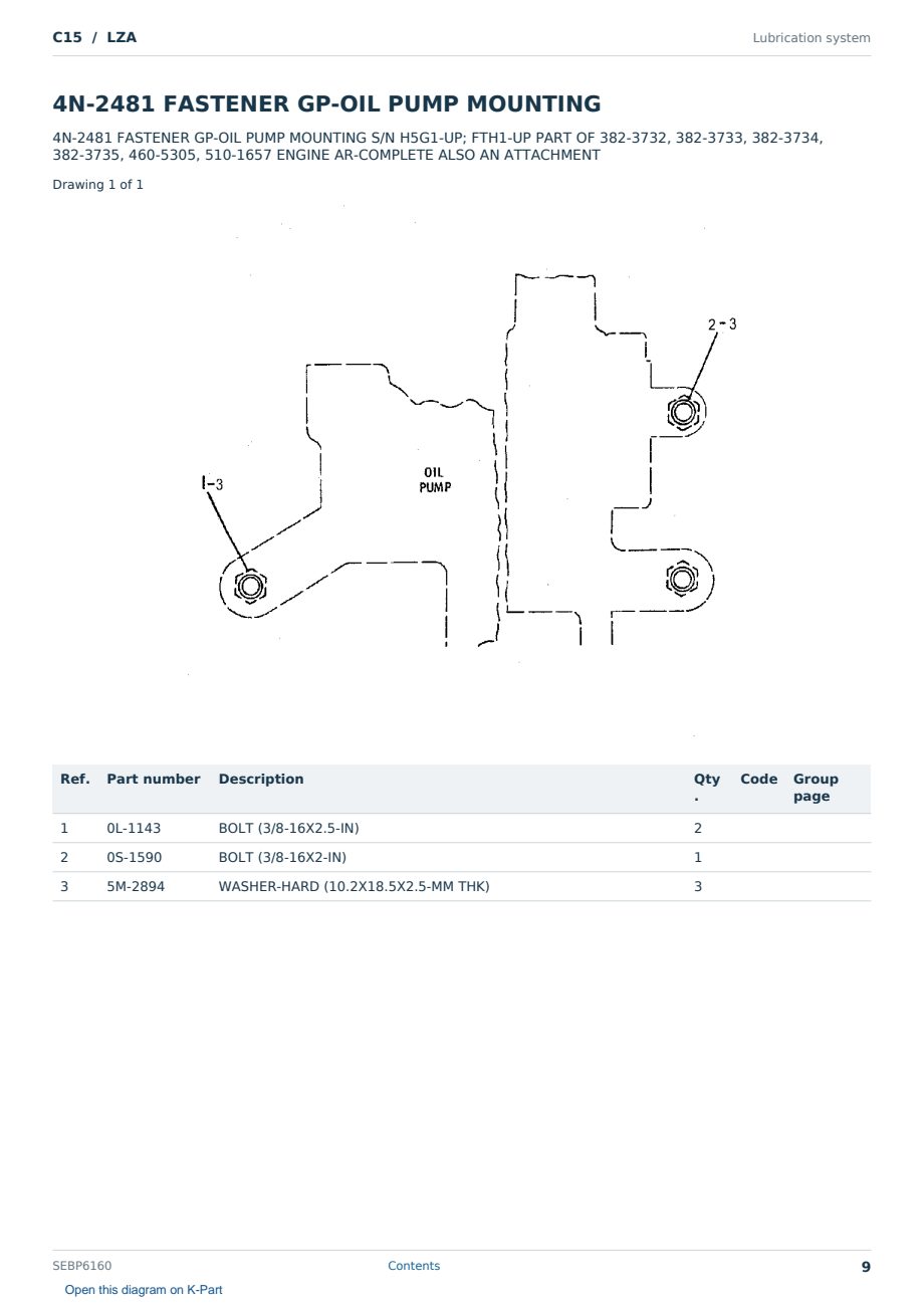 Caterpillar C15 S/N LZA Partsbook SEBP6160 (English) - sample page 9 of 10 Caterpillar C15 S/N LZA Partsbook SEBP6160 (English) - sample page 9 of 10