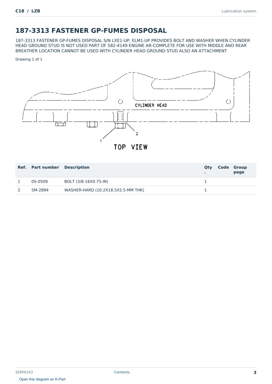 Caterpillar C18 S/N LZB Partsbook SEBP6163 (English) - sample page 3 of 10 Caterpillar C18 S/N LZB Partsbook SEBP6163 (English) - sample page 3 of 10