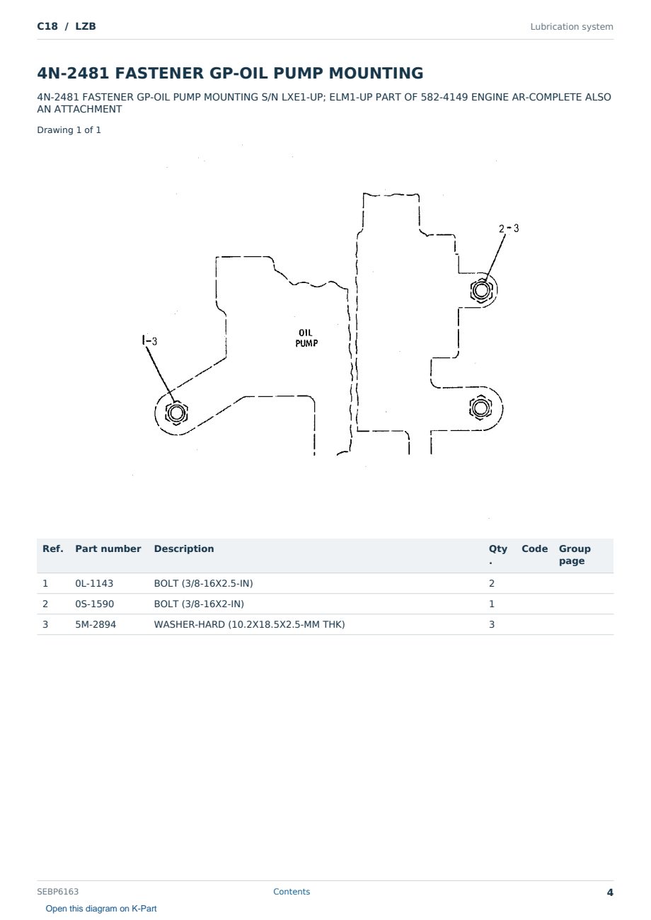 Caterpillar C18 S/N LZB Partsbook SEBP6163 (English) - sample page 4 of 10 Caterpillar C18 S/N LZB Partsbook SEBP6163 (English) - sample page 4 of 10