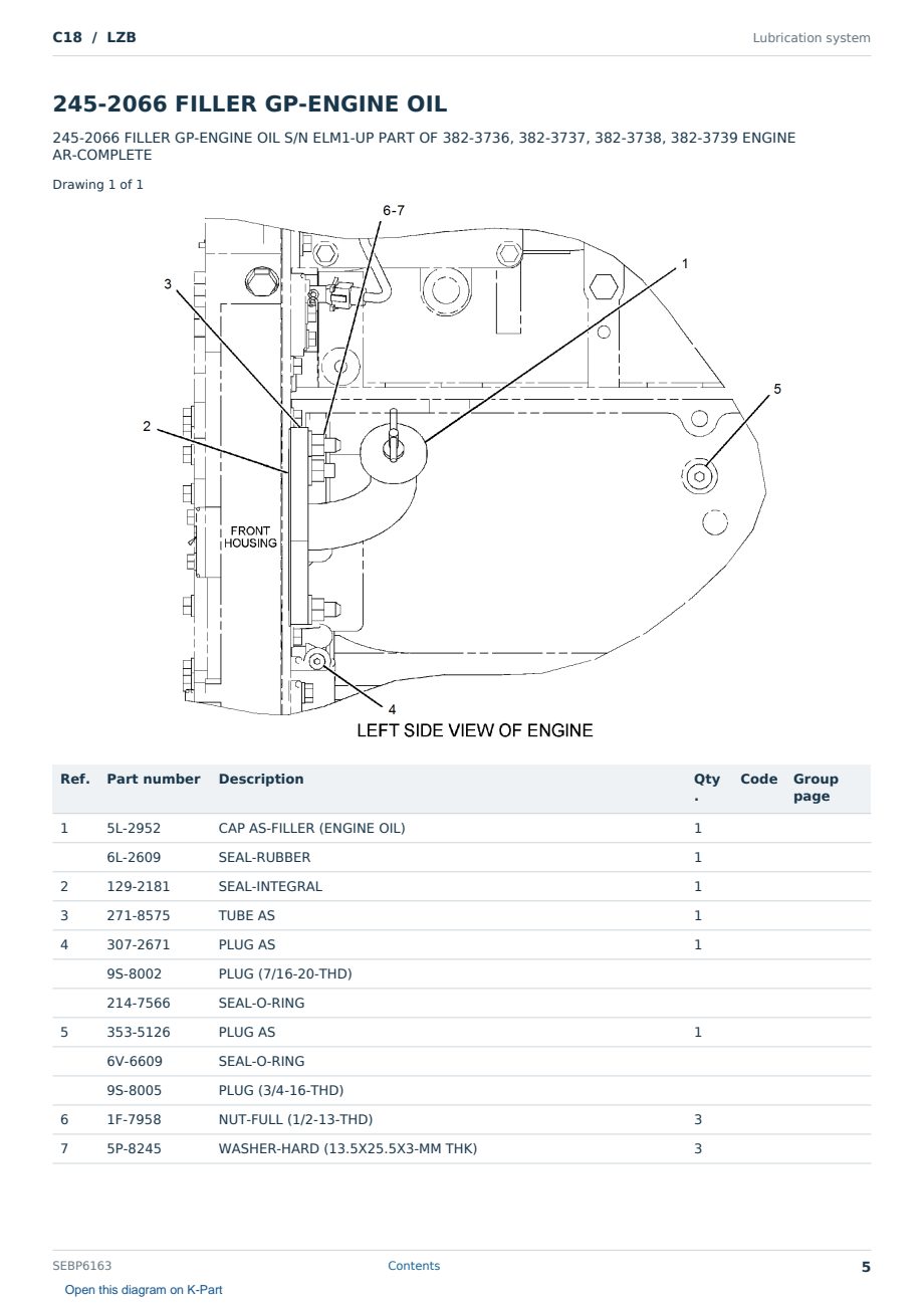 Caterpillar C18 S/N LZB Partsbook SEBP6163 (English) - sample page 5 of 10 Caterpillar C18 S/N LZB Partsbook SEBP6163 (English) - sample page 5 of 10
