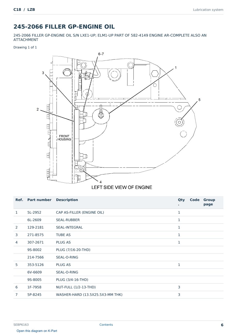 Caterpillar C18 S/N LZB Partsbook SEBP6163 (English) - sample page 6 of 10 Caterpillar C18 S/N LZB Partsbook SEBP6163 (English) - sample page 6 of 10