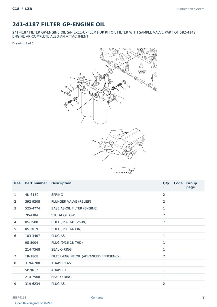 Caterpillar C18 S/N LZB Partsbook SEBP6163 (English) - sample page 7 of 10 Caterpillar C18 S/N LZB Partsbook SEBP6163 (English) - sample page 7 of 10