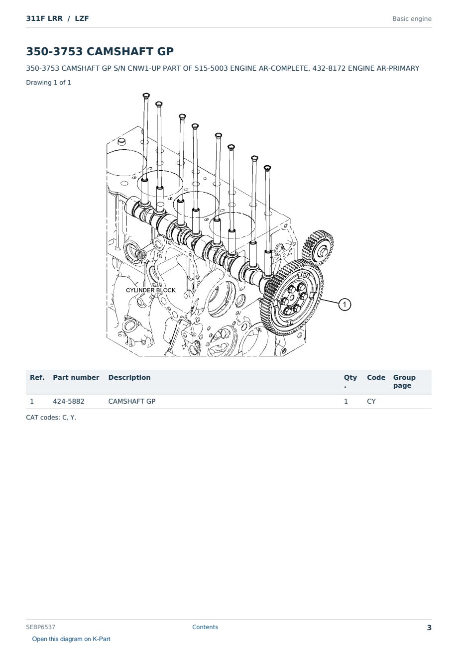 Caterpillar 311F LRR S/N LZF Partsbook SEBP6537 (English) - sample page 3 of 10 Caterpillar 311F LRR S/N LZF Partsbook SEBP6537 (English) - sample page 3 of 10