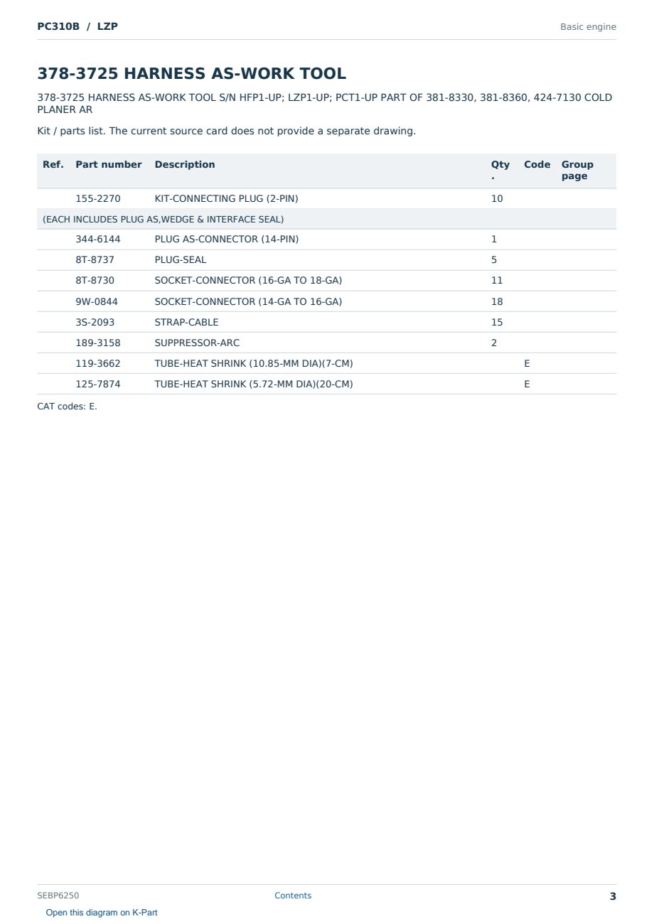 Caterpillar PC310B S/N LZP Partsbook SEBP6250 (English) - sample page 3 of 10 Caterpillar PC310B S/N LZP Partsbook SEBP6250 (English) - sample page 3 of 10