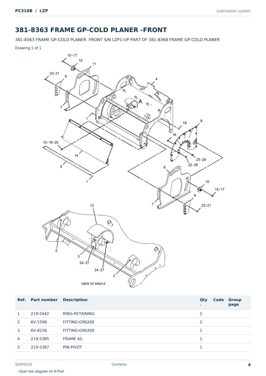 Caterpillar PC310B S/N LZP Partsbook SEBP6250 (English) - sample page 4 of 10 Caterpillar PC310B S/N LZP Partsbook SEBP6250 (English) - sample page 4 of 10