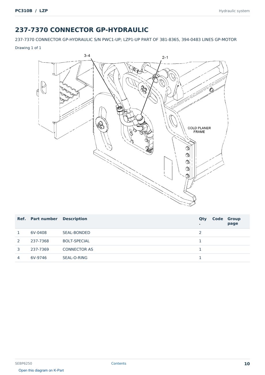 Caterpillar PC310B S/N LZP Partsbook SEBP6250 (English) - sample page 10 of 10 Caterpillar PC310B S/N LZP Partsbook SEBP6250 (English) - sample page 10 of 10