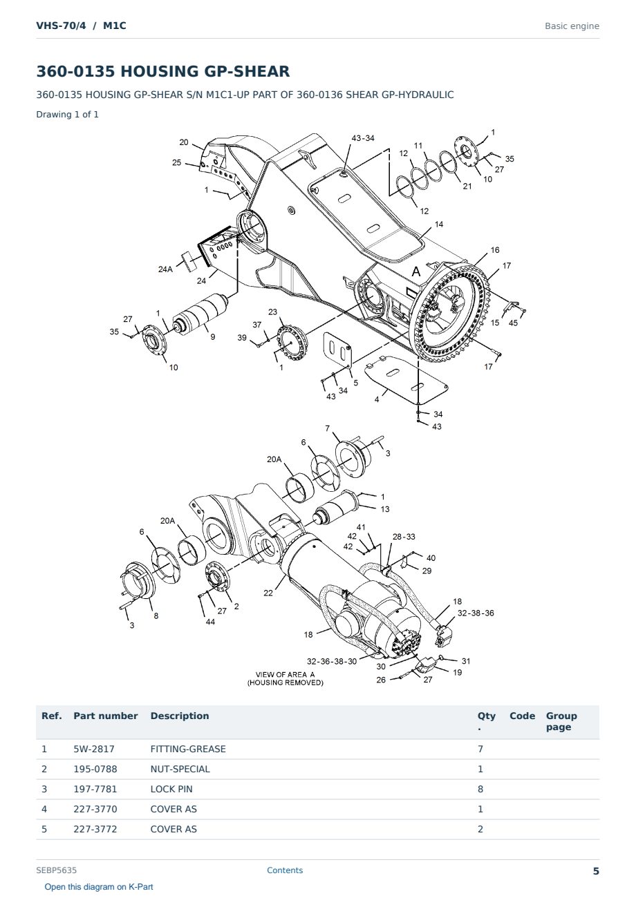 Caterpillar VHS-70/4 S/N M1C Partsbook SEBP5635 (English) - sample page 5 of 10 Caterpillar VHS-70/4 S/N M1C Partsbook SEBP5635 (English) - sample page 5 of 10