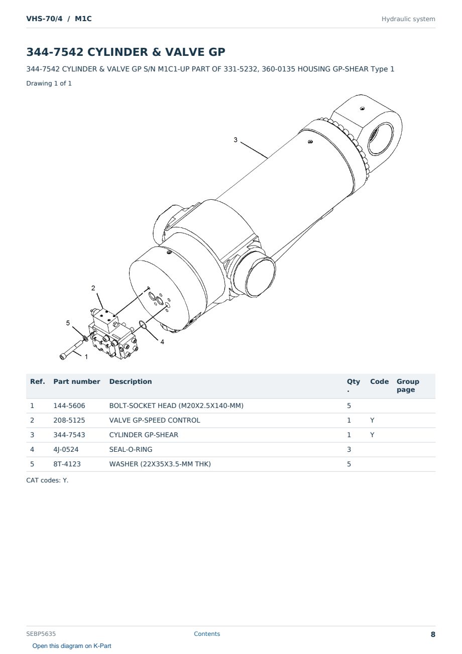 Caterpillar VHS-70/4 S/N M1C Partsbook SEBP5635 (English) - sample page 8 of 10 Caterpillar VHS-70/4 S/N M1C Partsbook SEBP5635 (English) - sample page 8 of 10