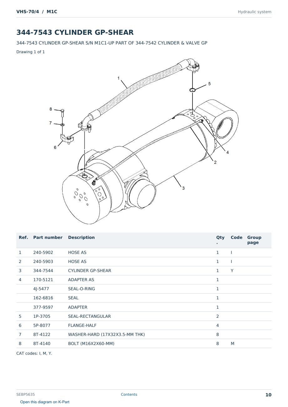 Caterpillar VHS-70/4 S/N M1C Partsbook SEBP5635 (English) - sample page 10 of 10 Caterpillar VHS-70/4 S/N M1C Partsbook SEBP5635 (English) - sample page 10 of 10