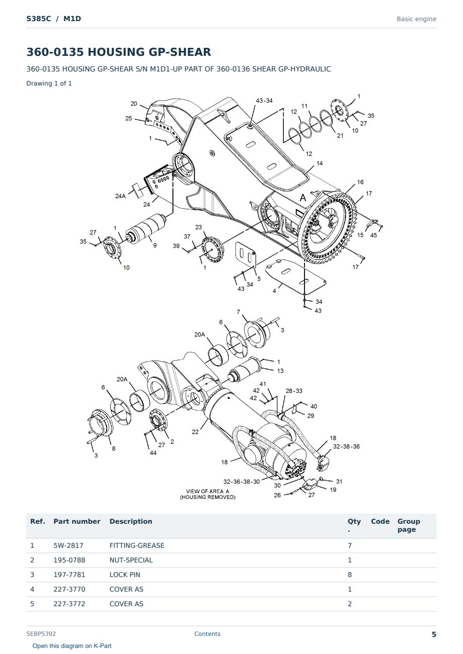 Caterpillar S385C S/N M1D Partsbook SEBP5392 (English) - sample page 5 of 10 Caterpillar S385C S/N M1D Partsbook SEBP5392 (English) - sample page 5 of 10