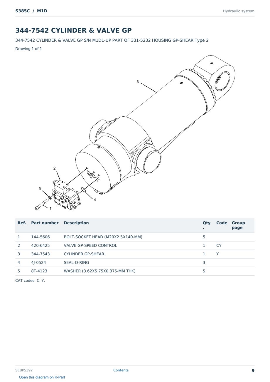Caterpillar S385C S/N M1D Partsbook SEBP5392 (English) - sample page 9 of 10 Caterpillar S385C S/N M1D Partsbook SEBP5392 (English) - sample page 9 of 10