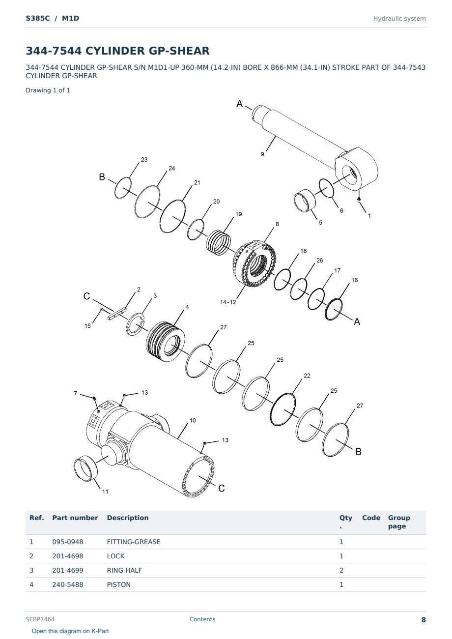 Caterpillar S385C S/N M1D Partsbook SEBP7464 (English) - sample page 8 of 10 Caterpillar S385C S/N M1D Partsbook SEBP7464 (English) - sample page 8 of 10