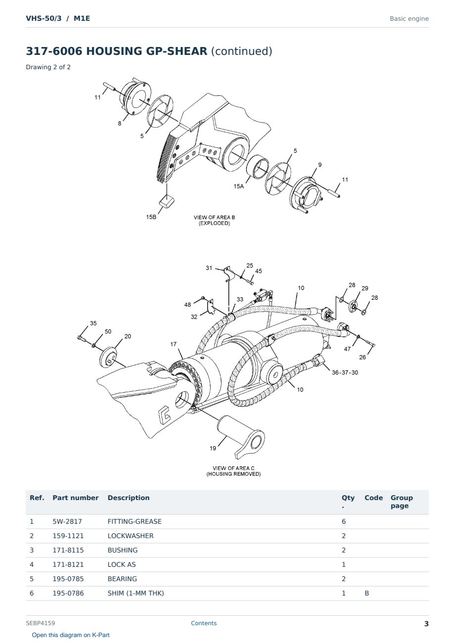 Caterpillar VHS-50/3 S/N M1E Partsbook SEBP4159 (English) - sample page 3 of 10 Caterpillar VHS-50/3 S/N M1E Partsbook SEBP4159 (English) - sample page 3 of 10