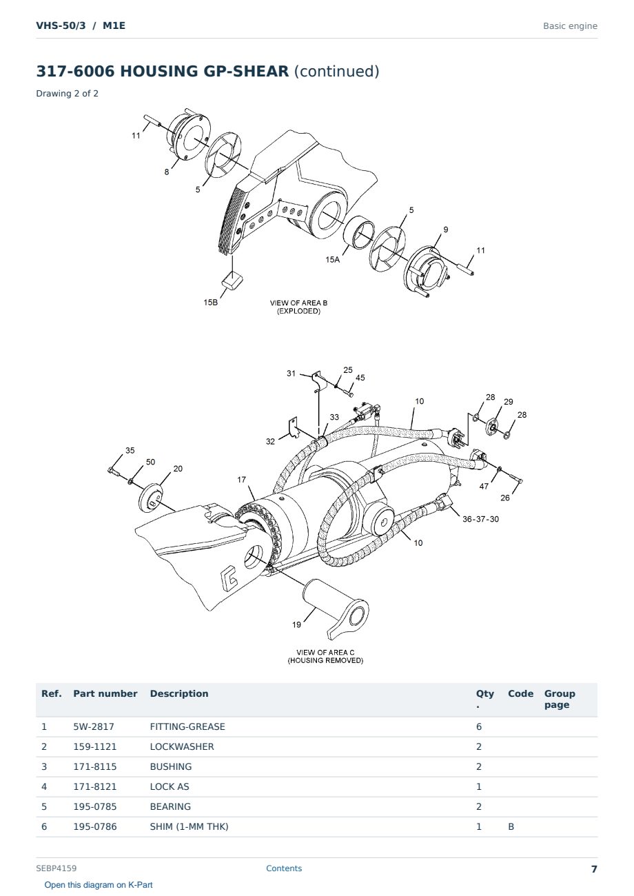 Caterpillar VHS-50/3 S/N M1E Partsbook SEBP4159 (English) - sample page 7 of 10 Caterpillar VHS-50/3 S/N M1E Partsbook SEBP4159 (English) - sample page 7 of 10