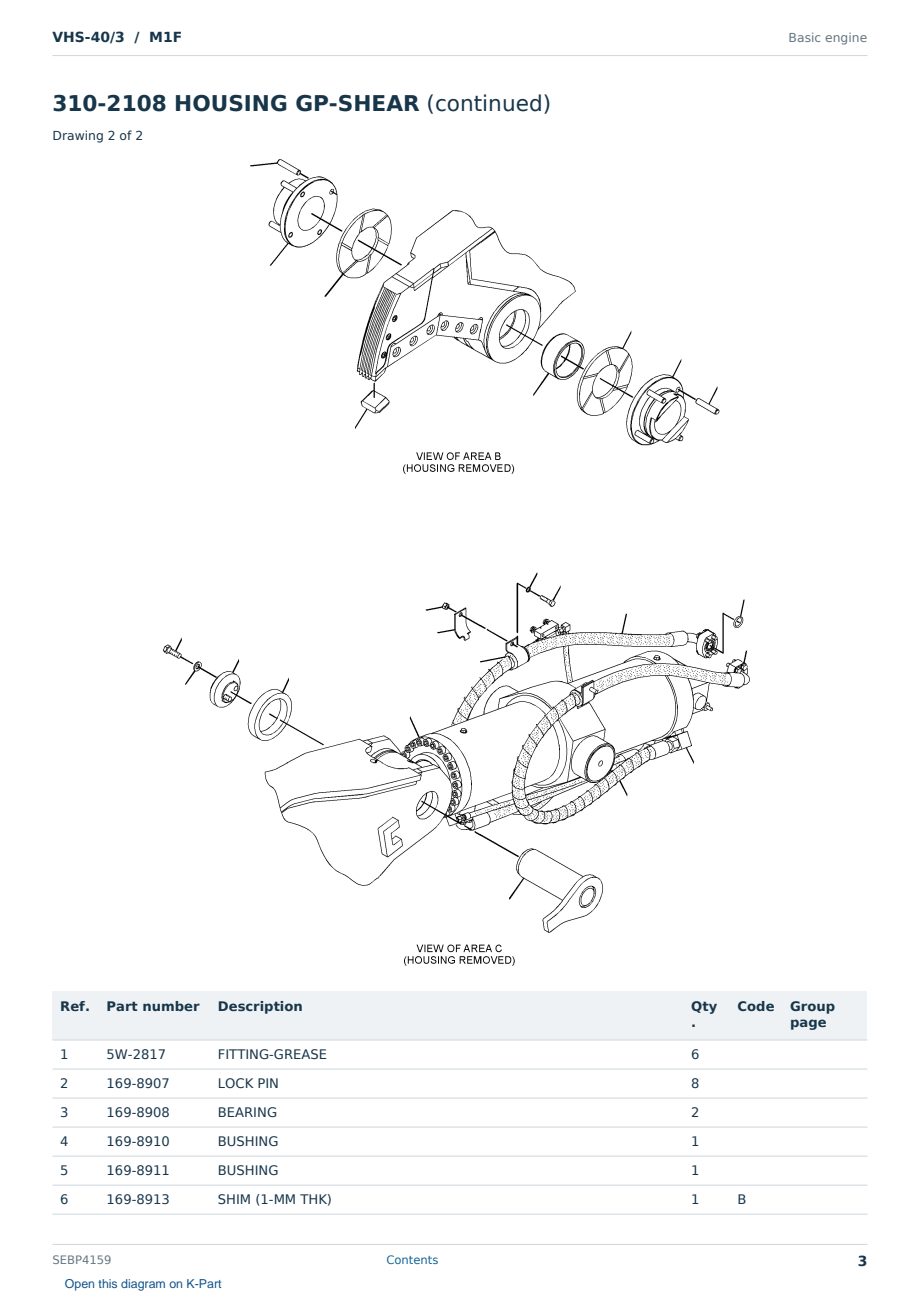 Caterpillar VHS-40/3 S/N M1F Partsbook SEBP4159 (English) - sample page 3 of 10 Caterpillar VHS-40/3 S/N M1F Partsbook SEBP4159 (English) - sample page 3 of 10