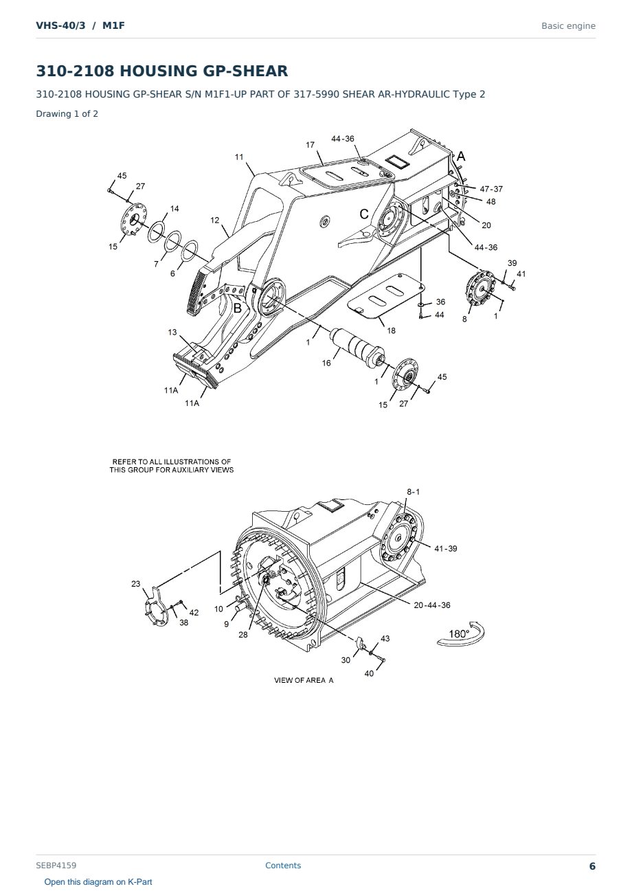 Caterpillar VHS-40/3 S/N M1F Partsbook SEBP4159 (English) - sample page 6 of 10 Caterpillar VHS-40/3 S/N M1F Partsbook SEBP4159 (English) - sample page 6 of 10