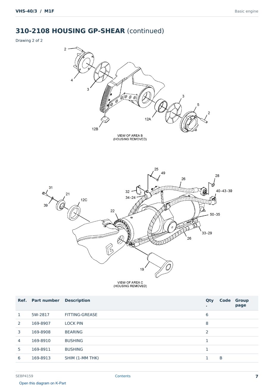Caterpillar VHS-40/3 S/N M1F Partsbook SEBP4159 (English) - sample page 7 of 10 Caterpillar VHS-40/3 S/N M1F Partsbook SEBP4159 (English) - sample page 7 of 10
